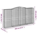 vidaXL Paniers à gabions arqués 15 Pièces 400x50x200/220 cm Fer galvanisé