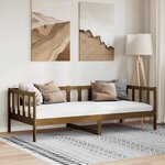 vidaXL Lit de jour sans matelas marron miel bois pin massif 90x200 cm