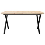 vidaXL Table basse cadre en X 90x90x45 5cm bois de pin massif et fonte