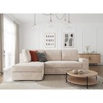 Canapé d'angle gauche convertible ARTEMIS 4 places - Velours côtelé beige - 246 x 174 x 96 cm