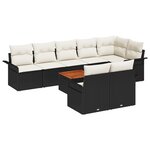 vidaXL Ensemble de canapé de jardin de 9 pièces avec coussins Noir Rotin Polyéthylène Acacia