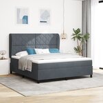 Lit à ressorts vidaXL avec matelas gris foncé 180x200 cm velours