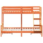 vidaXL Lit superposé 90x200/140x200 cm cire marron bois de pin massif