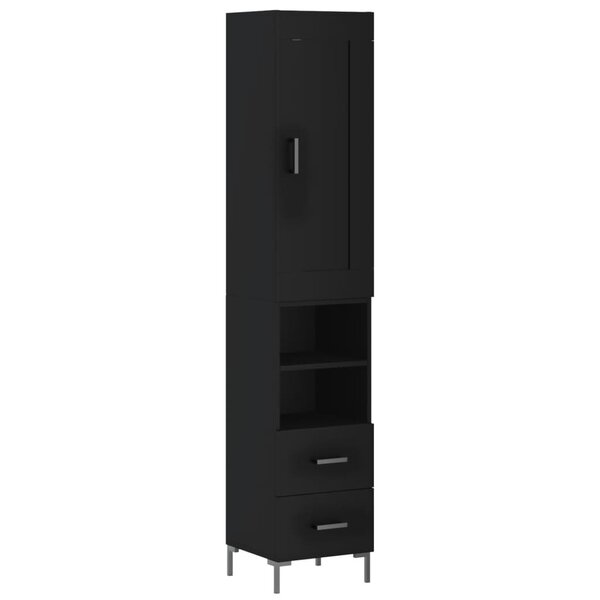 vidaXL Buffet haut Noir 34 5x34x180 cm Bois d'ingénierie