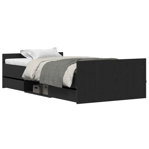 vidaXL Cadre de lit sans matelas Chêne noir 90x190 cm Bois d'ingénierie