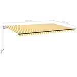 vidaXL Auvent automatique capteur de vent LED 500x350cm Jaune et blanc