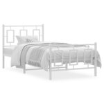 vidaXL Cadre de lit métal sans matelas avec pied de lit blanc 90x190cm
