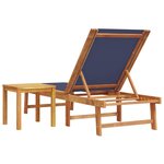 vidaXL Chaise longue et table bleu bois d'acacia solide et textilène