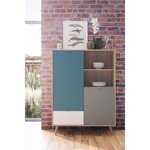 Buffet haut - chêne Sonoma  blanc  gris et bleu - 103 x 40 x 139 cm