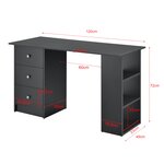 Table de bureau secrétaire poste de travail informatique avec 3 tiroirs 120 cm gris foncé 03_0004711