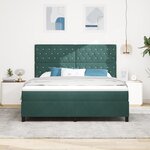 Lit à ressort avec matelas et LED vert foncé 180x200 cm en velours