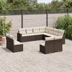 vidaXL Salon de jardin et coussins 11 Pièces marron résine tressée