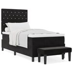 vidaXL Lit Box Spring avec Matelas & Banc Noir 100x200 cm Velours