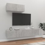 vidaXL Ensemble de meubles TV 3 Pièces Gris béton Bois d'ingénierie