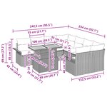 vidaXL Ensemble de canapé de jardin 9 pièces avec coussins gris en polyrotin et acacia