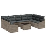 vidaXL Ensemble de Canapé de Jardin 9 Pièces avec Coussin Noir Rattan Poly