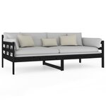 vidaXL Lit de jour Noir Bois de pin massif 90x190 cm