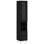 vidaXL Buffet haut Noir 34 5x34x180 cm Bois d'ingénierie