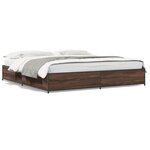 vidaXL Cadre de lit chêne marron 200x200 cm bois d'ingénierie et métal