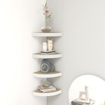 vidaXL Étagères d'angle murales 4 Pièces Chêne et blanc 35x35x3 8 cm MDF