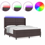 vidaXL Lit à sommier de la marque avec matelas et LED Marron foncé 180x200 cm en tissu