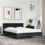 vidaXL Cadre de lit noir 135x190 cm bois d'ingénierie et métal