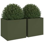 vidaXL Jardinières 2 Pièces vert olive 49x47x46 cm acier laminé à froid