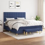 vidaXL Sommier à lattes de lit avec matelas Bleu 160x200 cm Tissu