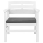 Salon de jardin meuble d'extérieur ensemble de mobilier 3 pièces plastique blanc 02_0016062