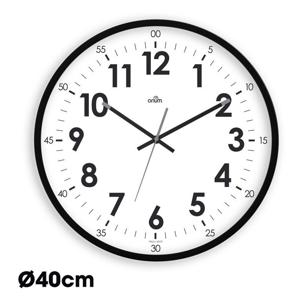 Horloge murale silencieuse à quartz, diamètre 40cm - Noir