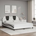 vidaXL Cadre de lit avec LED sans matelas blanc et noir 160x200 cm