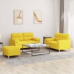 vidaXL Ensemble de canapés 3 Pièces avec coussins jaune clair tissu