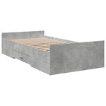 vidaXL Cadre de lit et tiroirs gris béton 90x190 cm bois d'ingénierie