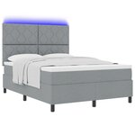 vidaXL Lit à ressorts avec matelas & LED gris clair 160x200 cm en tissu