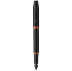 Stylo plume Parker IM Vibrant Rings  Satin noir laqué  attributs orange vif  plume moyenne  recharge d’encre bleue  Coffret cadeau