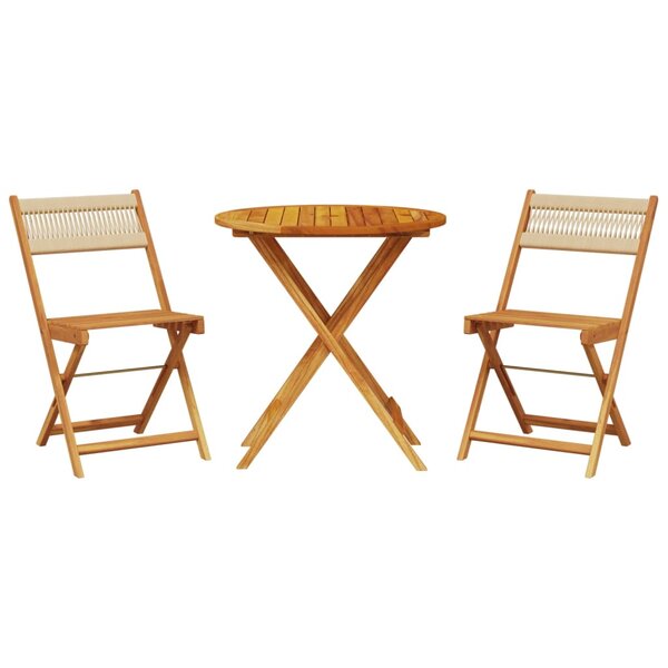 vidaXL Ensemble de bistro 3 Pièces beige polypropylène et bois massif