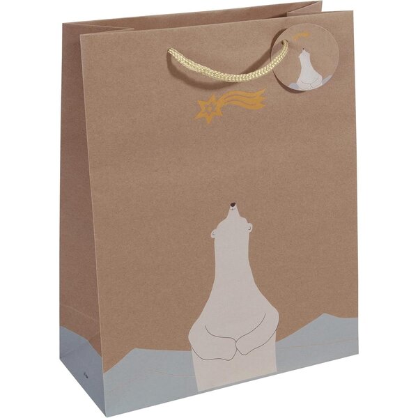 Sac cadeau de Noël Polar bear with Star Grand 26x33cm SIGEL