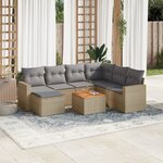 vidaXL Salon de jardin avec coussins 8 Pièces beige résine tressée