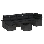 vidaXL Ensemble de canapés de jardin 8 pièces avec coussins Noir Rotin synthétique
