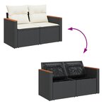 vidaXL Canapé de jardin avec coussins 2 places noir résine tressée