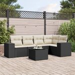 vidaXL Salon de jardin 6 Pièces avec coussins noir résine tressée