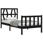 vidaXL Cadre de lit avec tête de lit noir petit simple bois massif