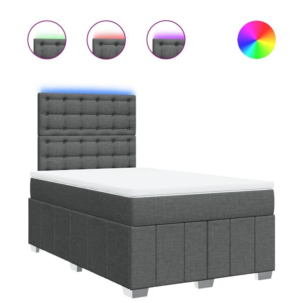 vidaXL Sommier à lattes de lit avec matelas Gris foncé 120x200cm Tissu