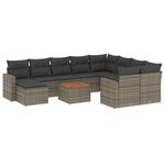 vidaXL Salon de jardin 11 Pièces avec coussins gris résine tressée