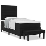 vidaXL Lit à ressorts avec matelas et banc noir 100x200 cm en tissu