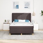 Lit avec sommier à ressorts et matelas vidaXL Marron foncé 160x200 cm Tissu