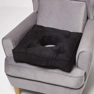 Coussin bouée rehausseur en suédine Noir  50 x 50 x 10 cm - HOMESCAPES
