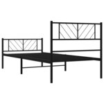 vidaXL Cadre de lit métal avec tête de lit/pied de lit noir 75x190 cm