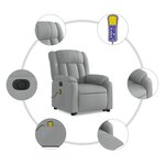 vidaXL Fauteuil inclinable de massage électrique Gris clair Tissu