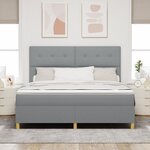 vidaXL Lit à ressort avec matelas gris clair super king en tissu